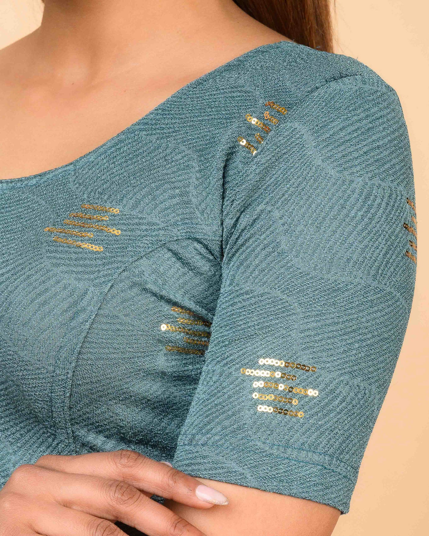 Ramya Sea Green Sequin Blouse