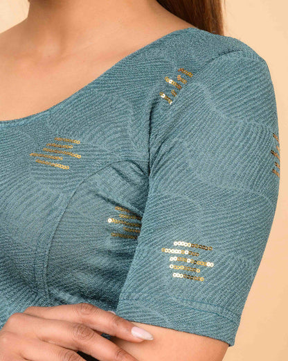 Ramya Sea Green Sequin Blouse