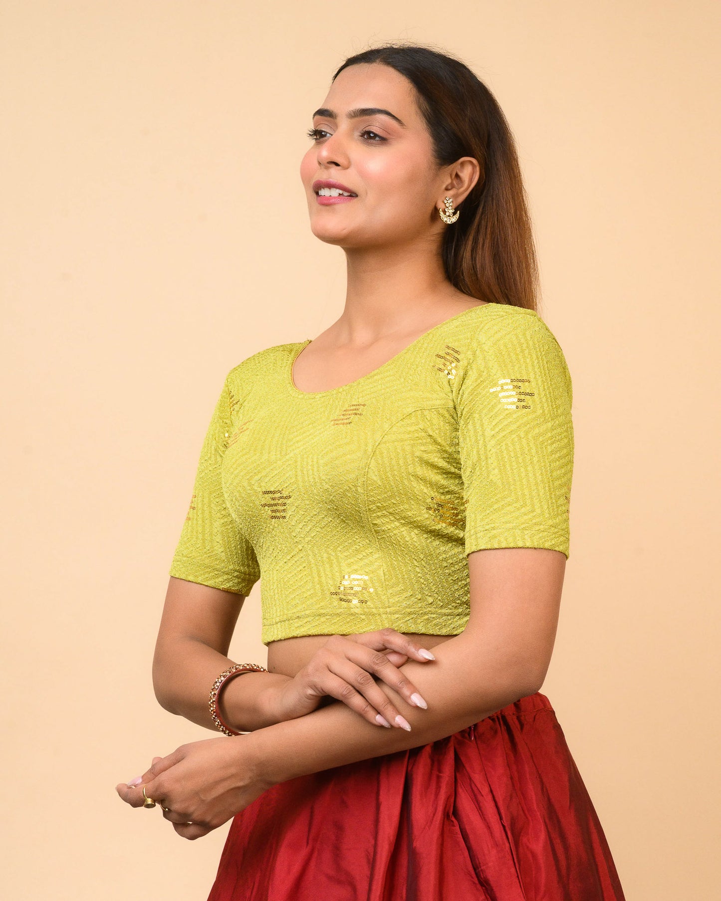 Ramya Light Mehendi Sequin Blouse