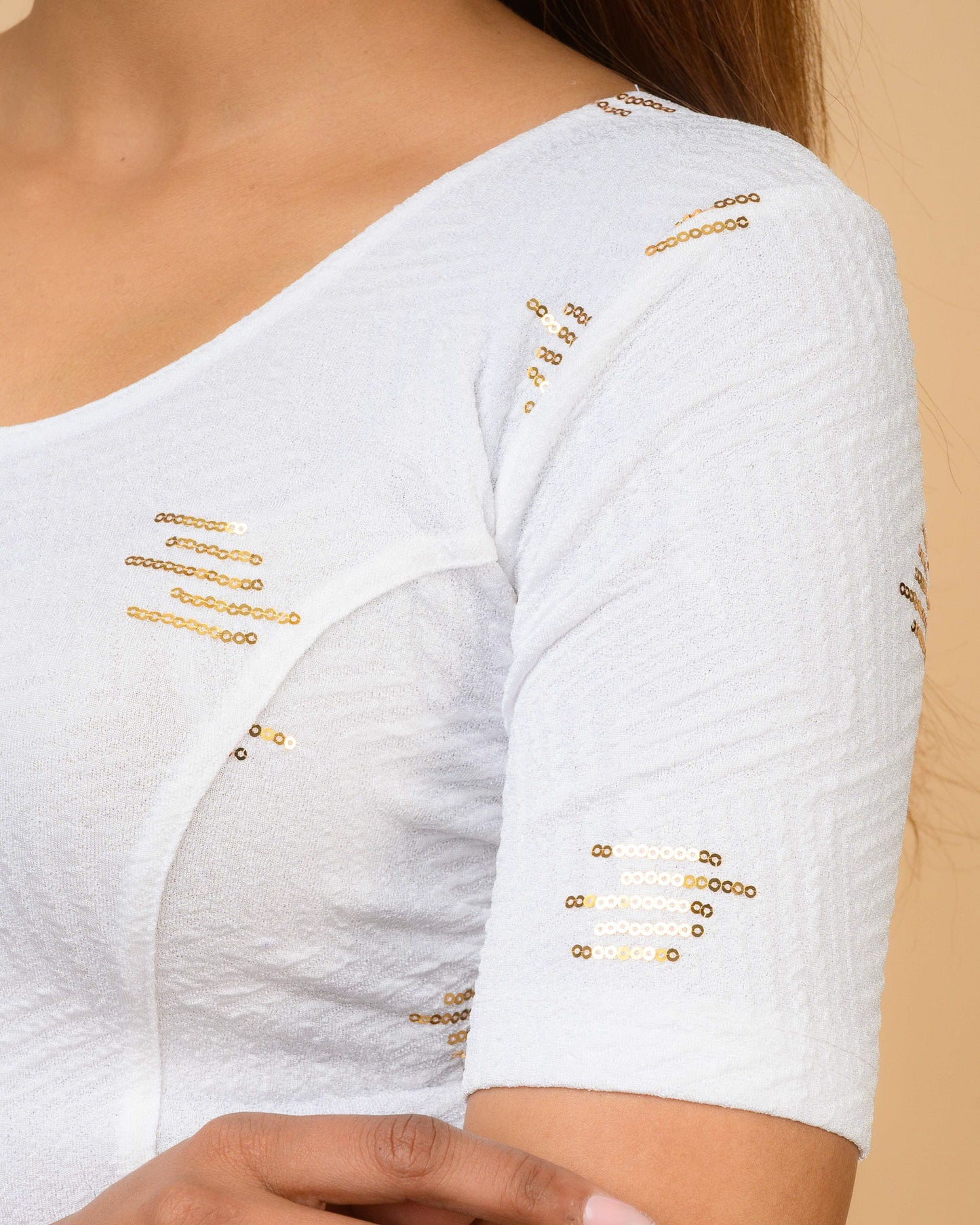 Ramya White Sequin Blouse