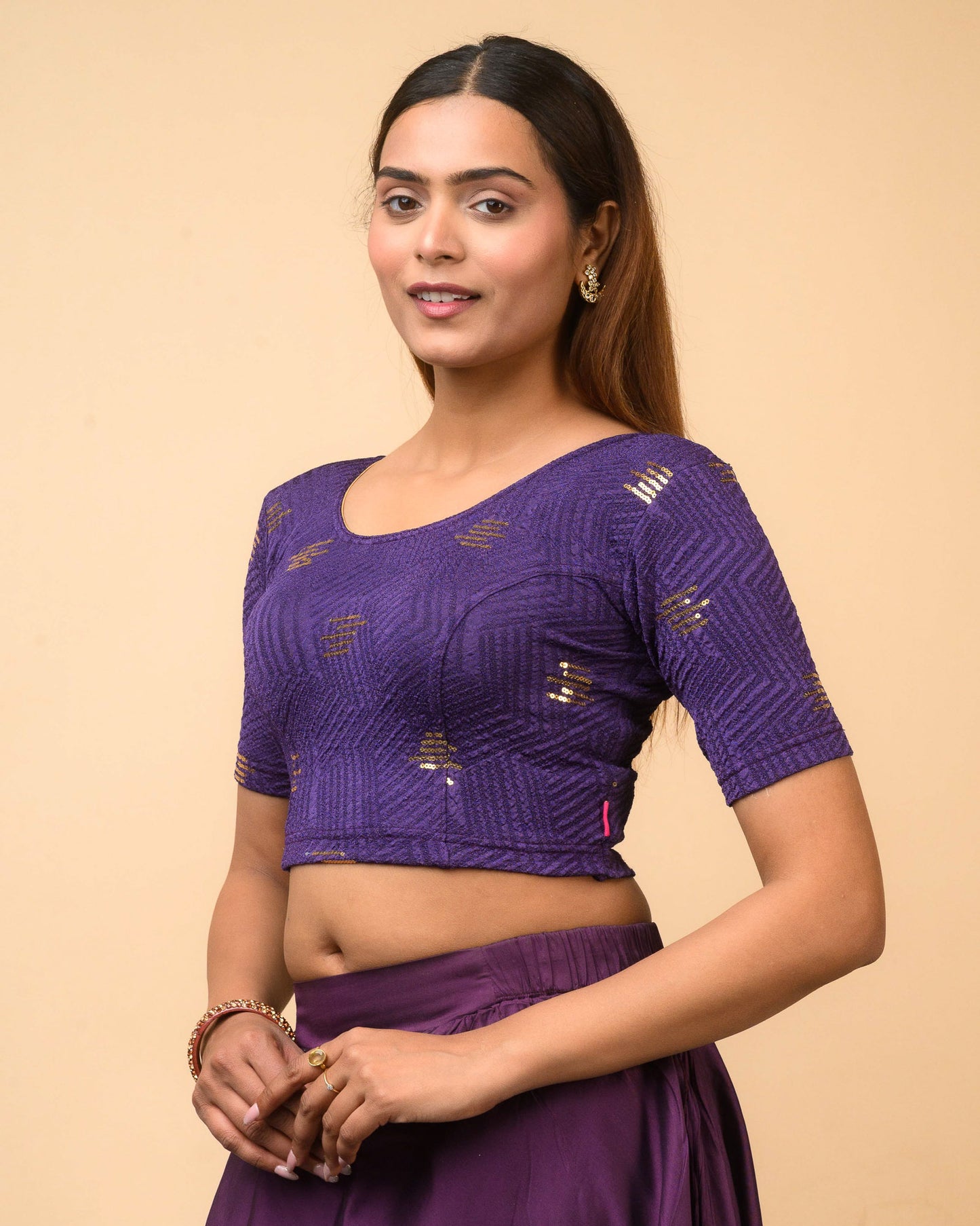 Ramya Purple Sequin Blouse
