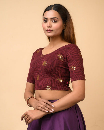 Ramya Wine Sequin Blouse