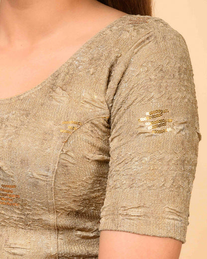 Rekha Wood Brown Sequin Blouse