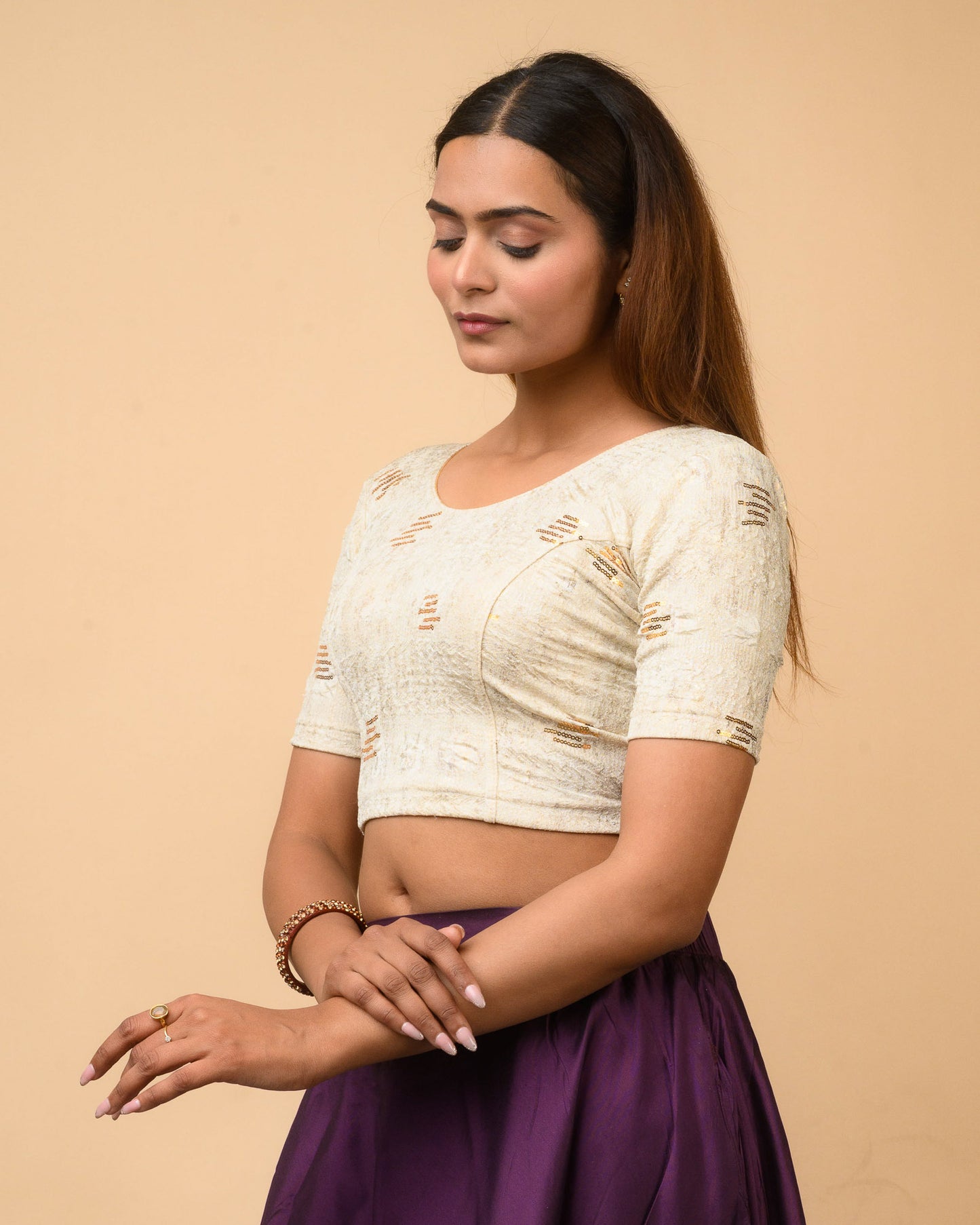 Rekha Cream Sequin Blouse