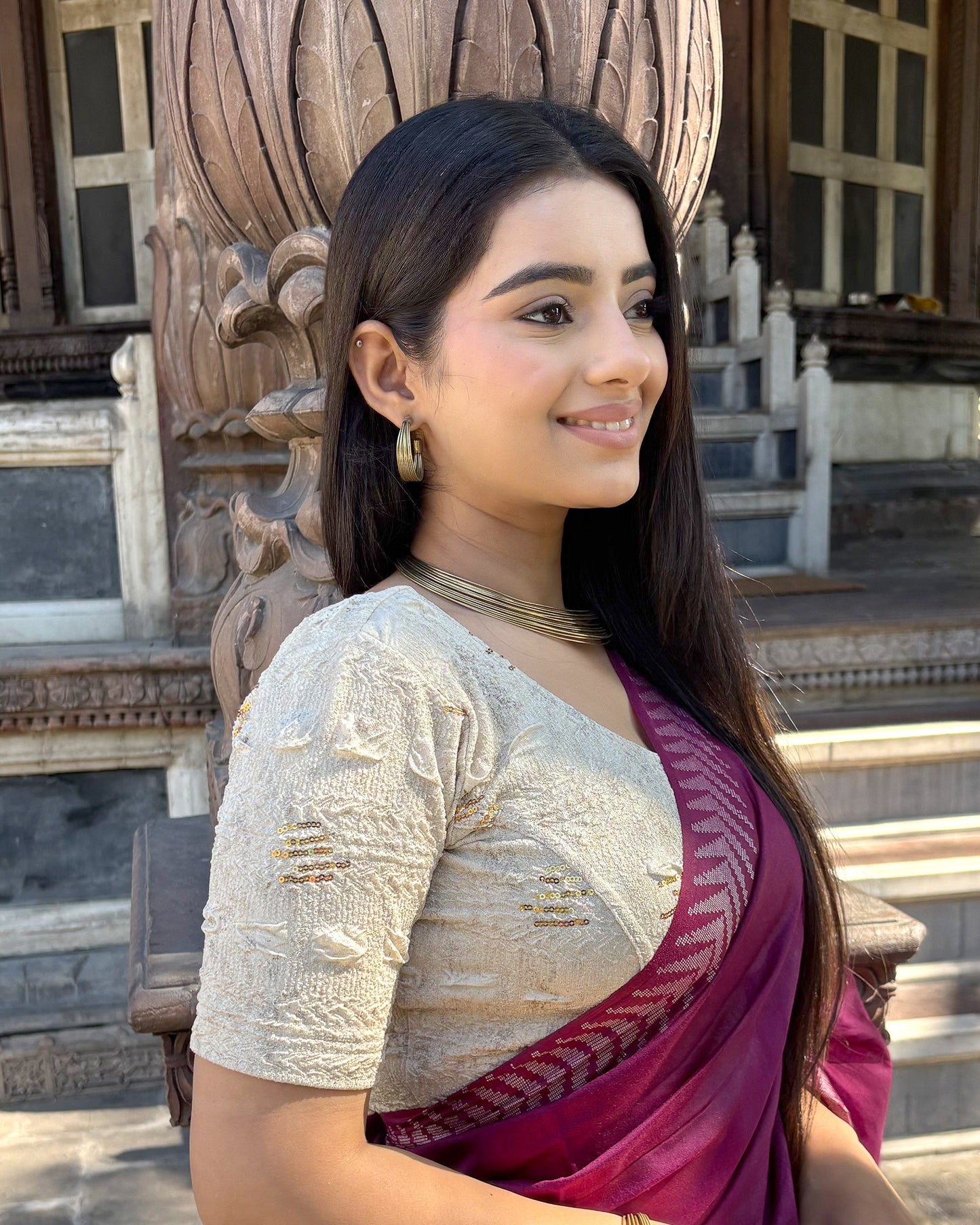 Rekha Cream Sequin Blouse