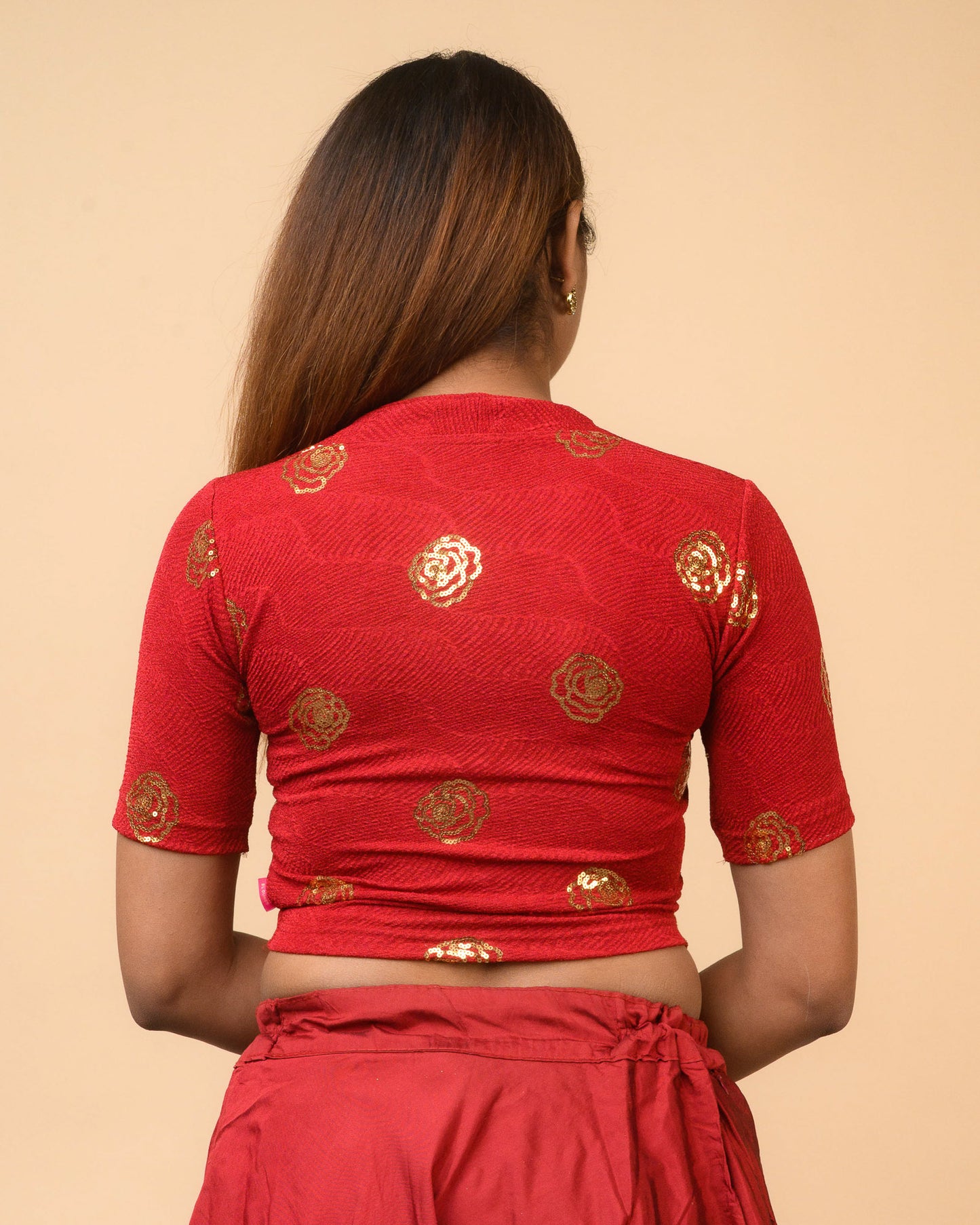 Gulabo Maroon Sequin High-Neck Blouse