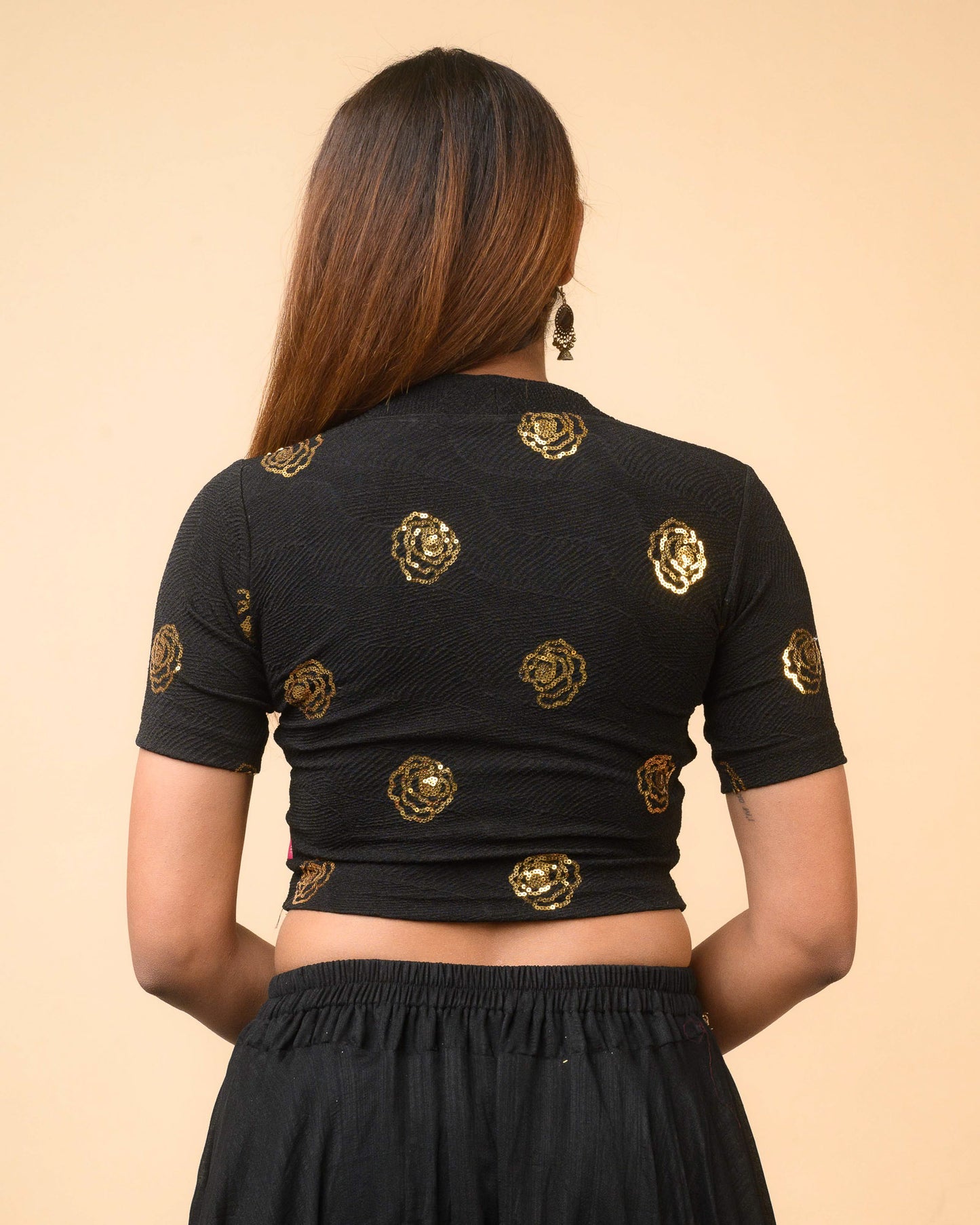 Gulabo Black Sequin High-Neck Blouse