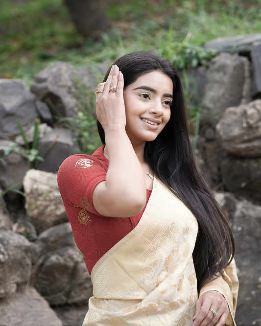 Gulabo Rust Sequin High-Neck Blouse