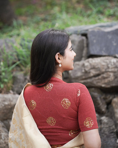 Gulabo Rust Sequin High-Neck Blouse
