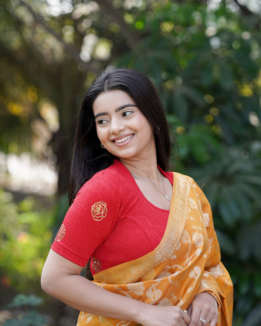 Gulabo Red Rose Sequin High-Neck Blouse