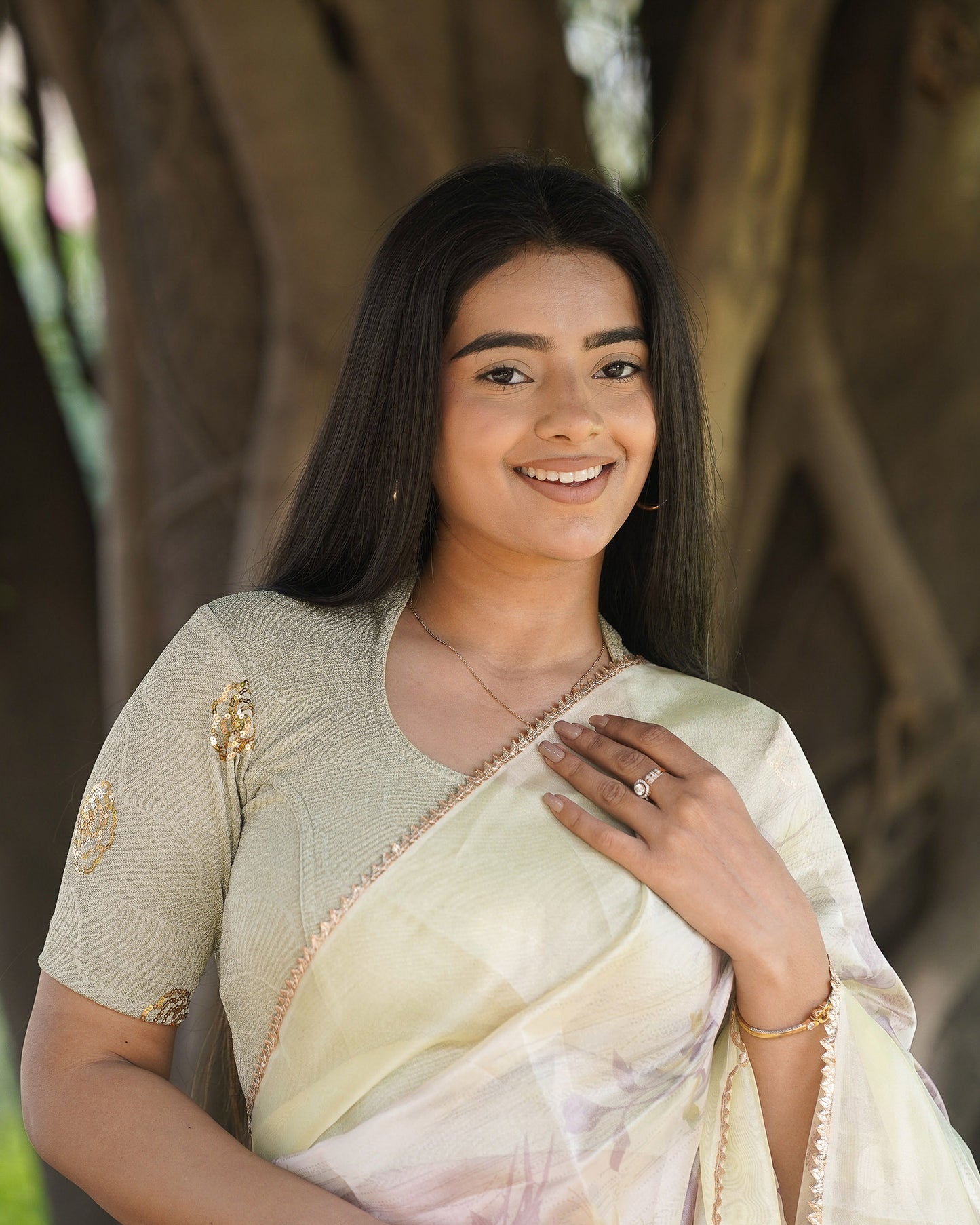 Gulabo Olive Sequin High-Neck Blouse