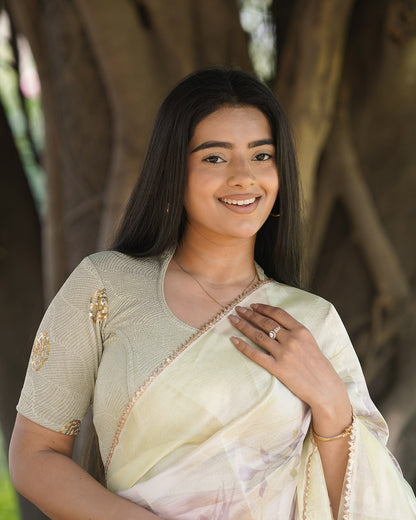 Gulabo Olive Sequin High-Neck Blouse