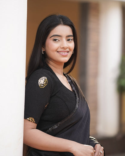 Gulabo Black Sequin High-Neck Blouse