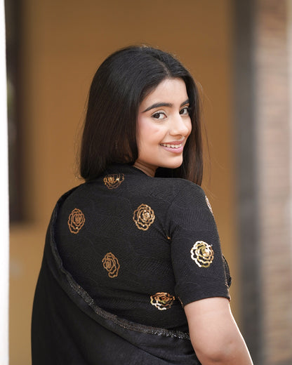 Gulabo Black Sequin High-Neck Blouse
