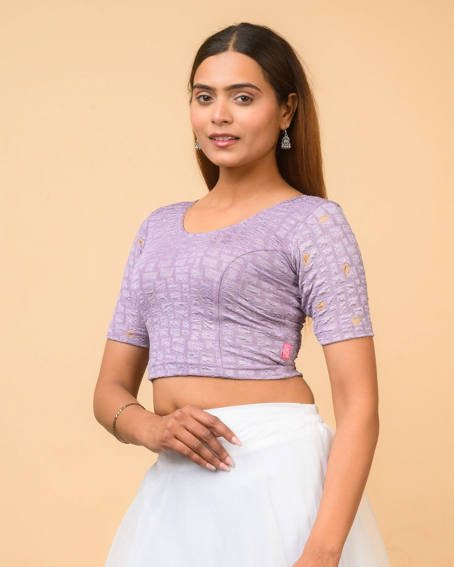 Sona Lavender  Foil Checkered Resham Work Saree Blouse Advi