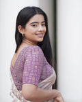 Sona Dark Lavender Foil Checkered Resham Work Saree Blouse Advi