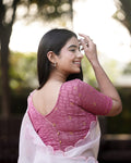 Sona Onion Foil Checkered Resham Work Saree Blouse Advi