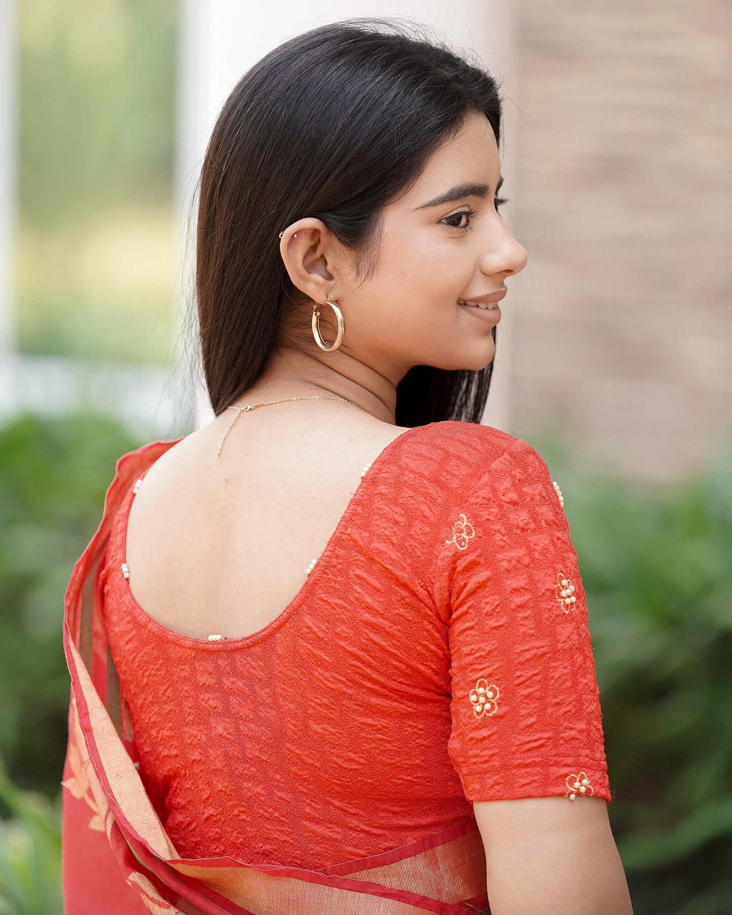 Meena Red Pearl Blouse