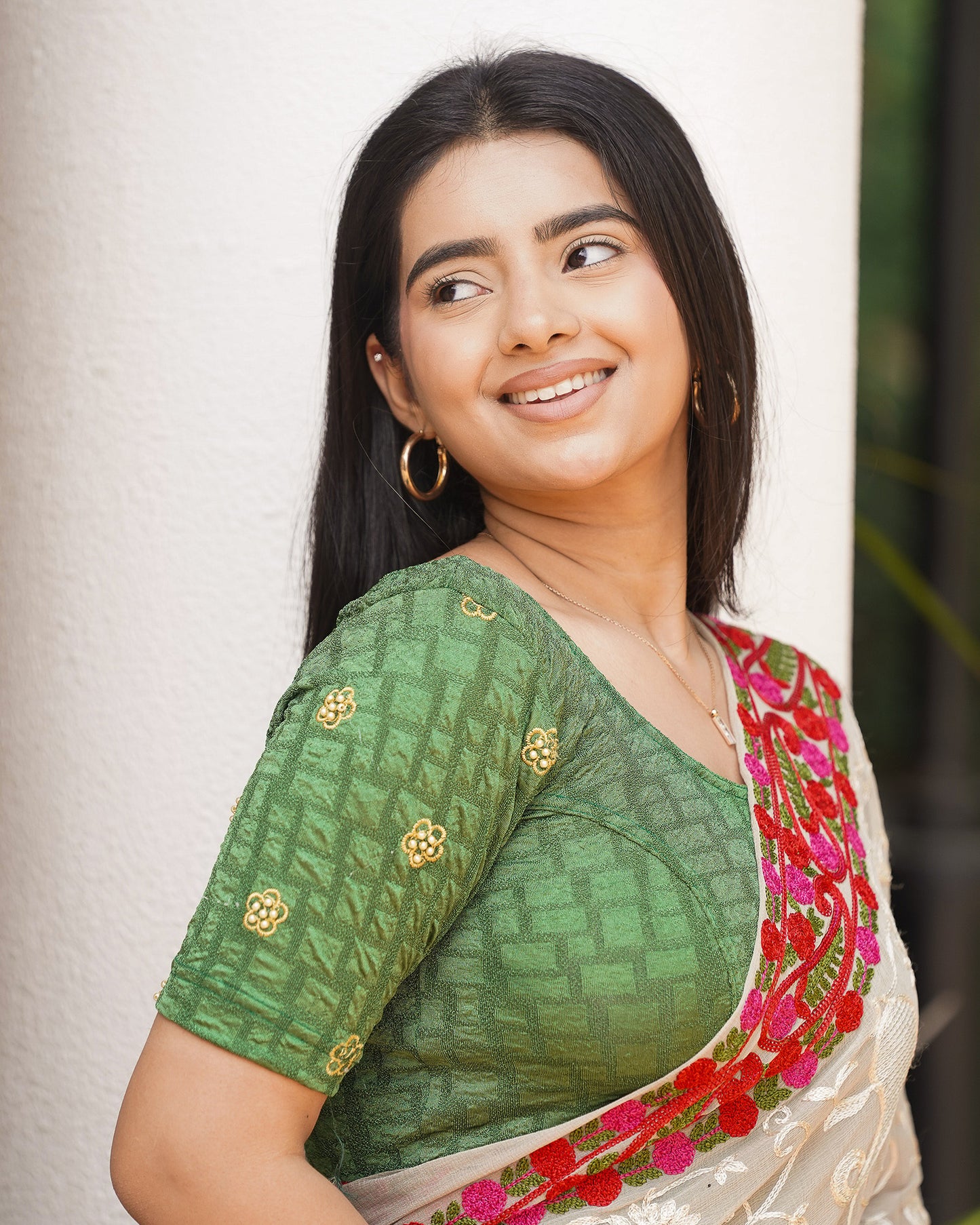 Meena Green Pearl Blouse