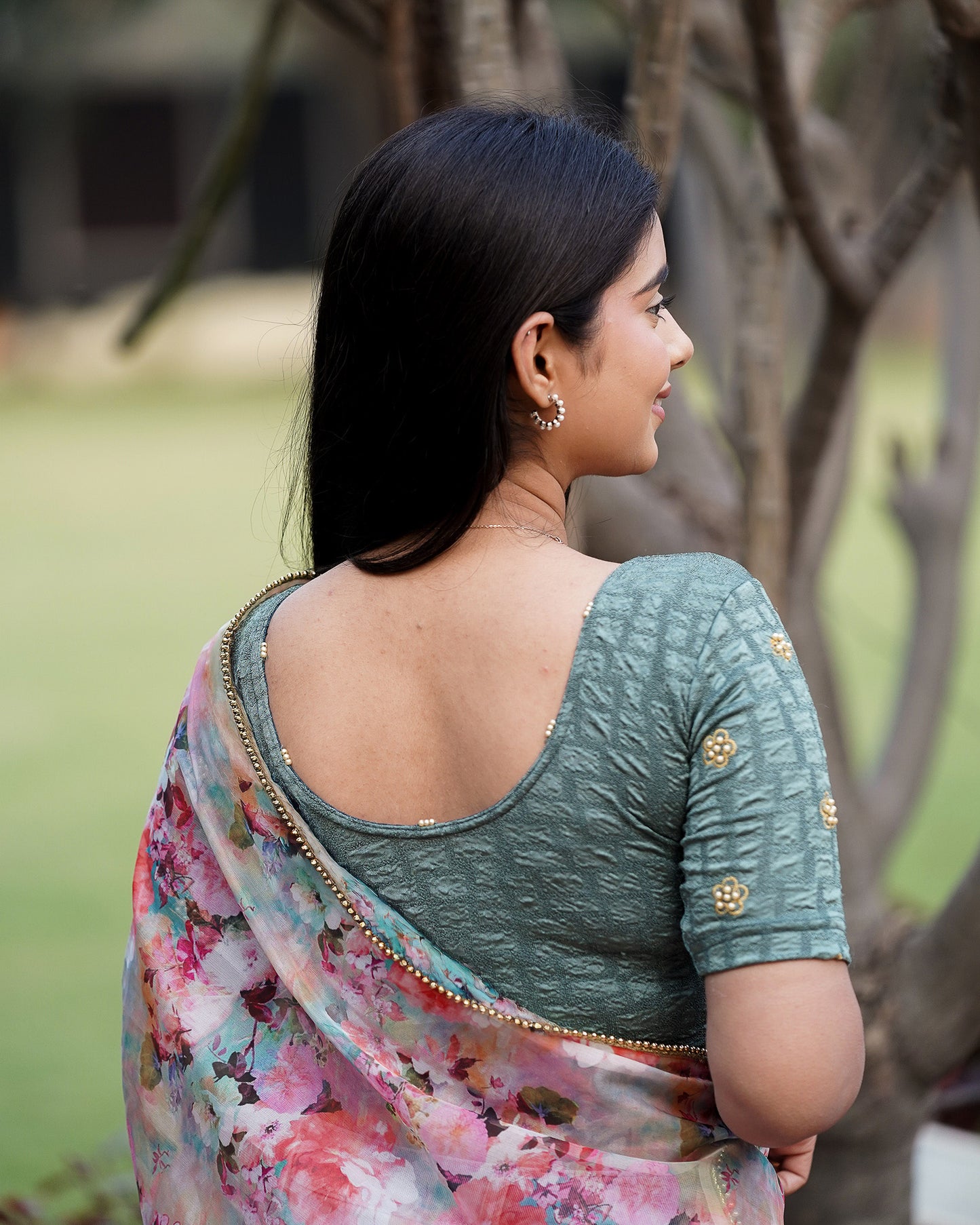 Meena Sea Green Pearl Blouse