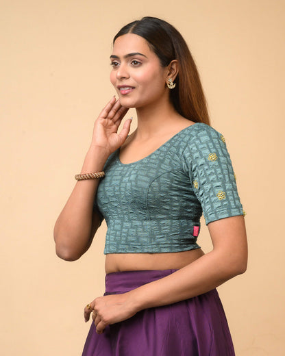 Meena Sea Green Pearl Blouse