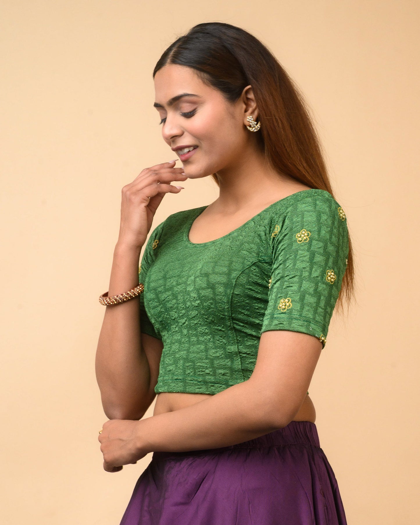 Meena Green Pearl Blouse