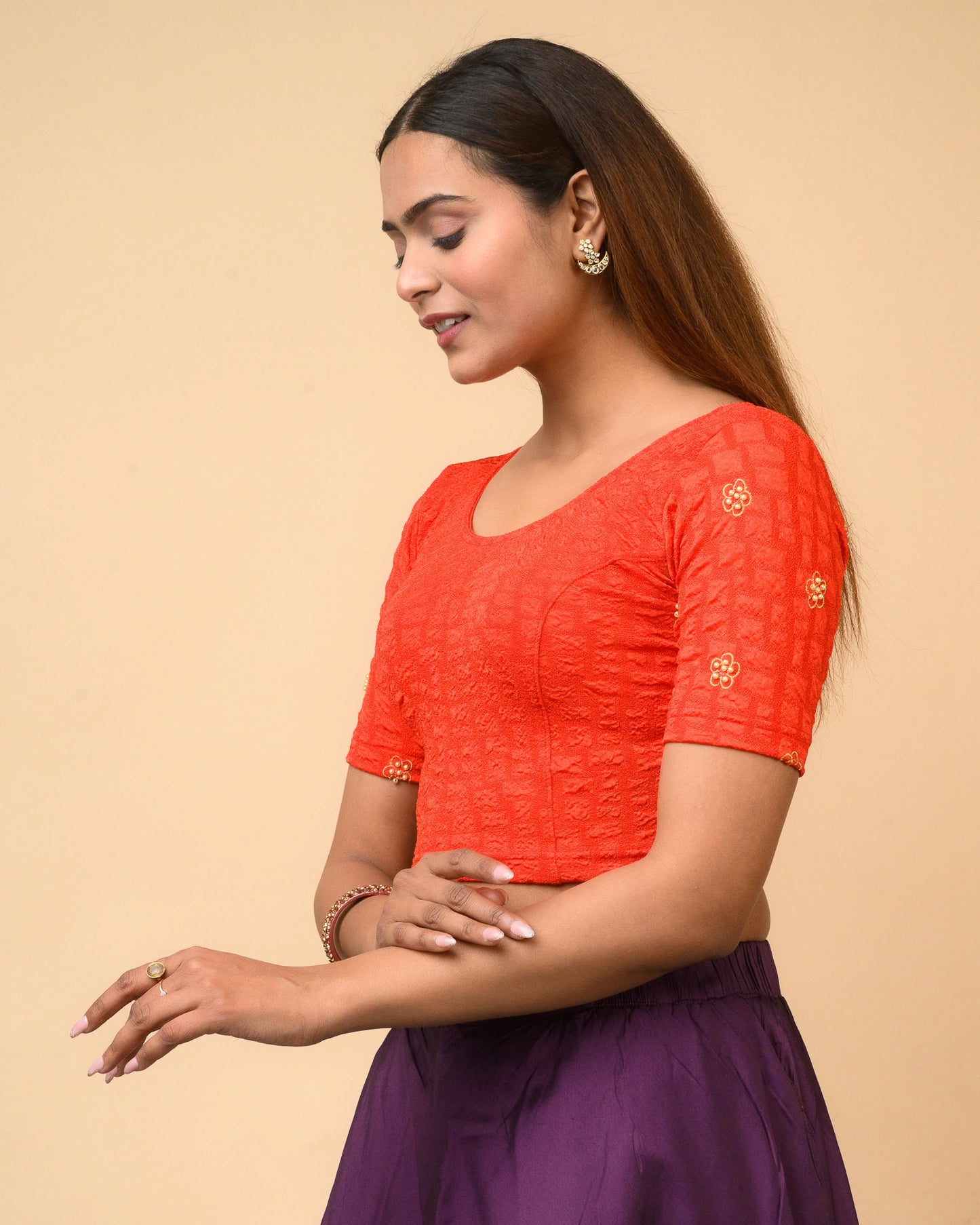 Meena Red Pearl Blouse