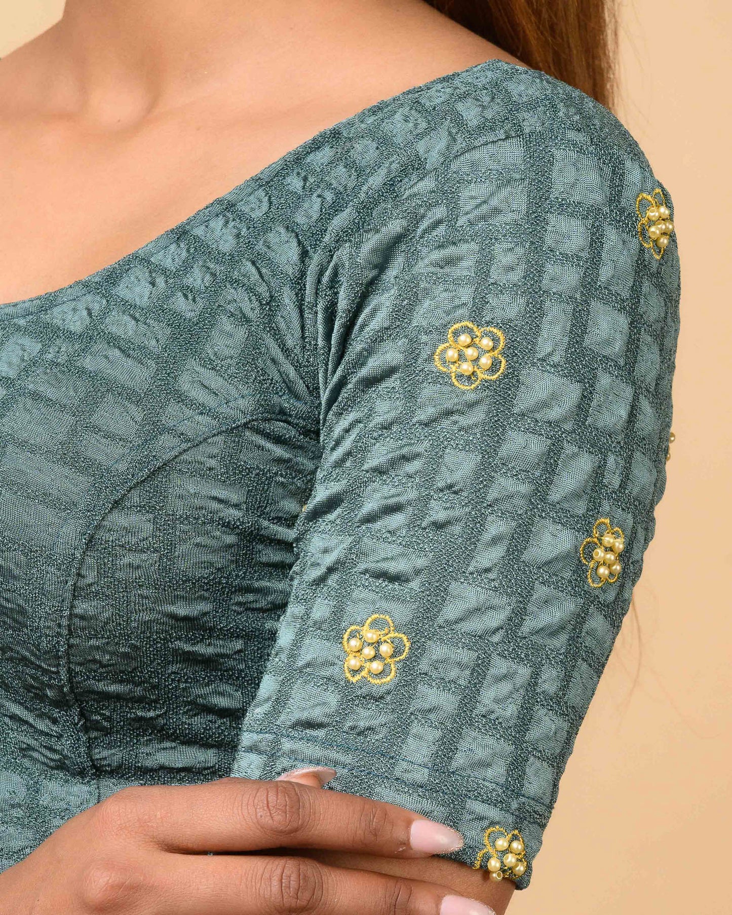 Meena Sea Green Pearl Blouse