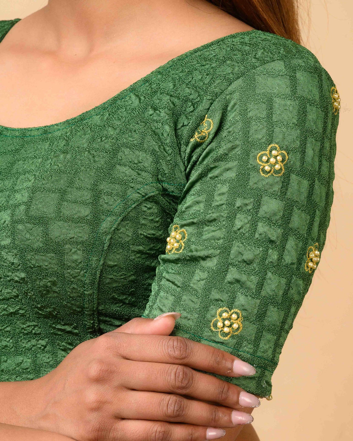 Meena Green Pearl Blouse