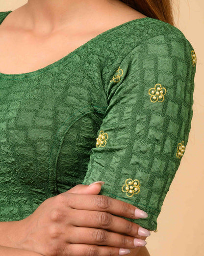 Meena Green Pearl Blouse