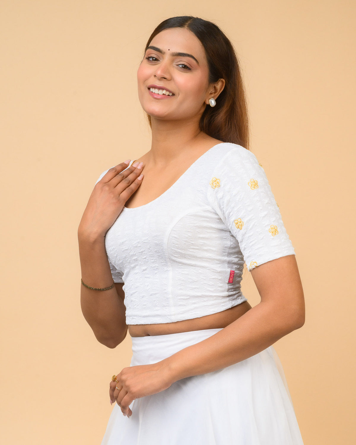 Maitri White Pearl Blouse