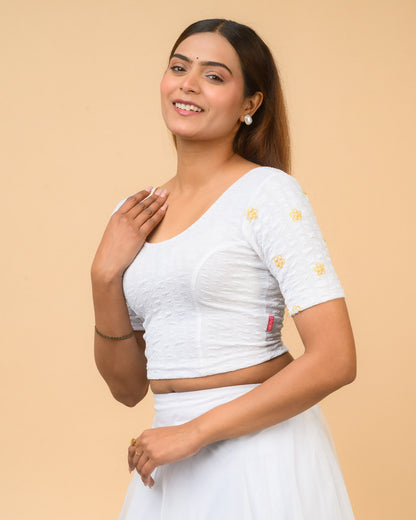 Maitri White Pearl Blouse