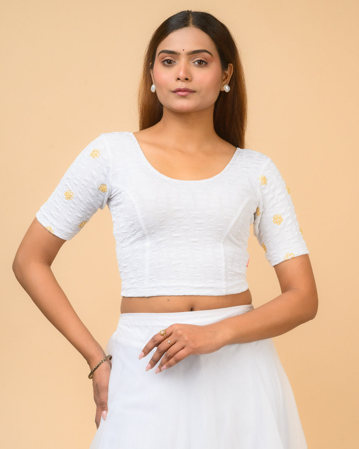 Maitri White Pearl Blouse