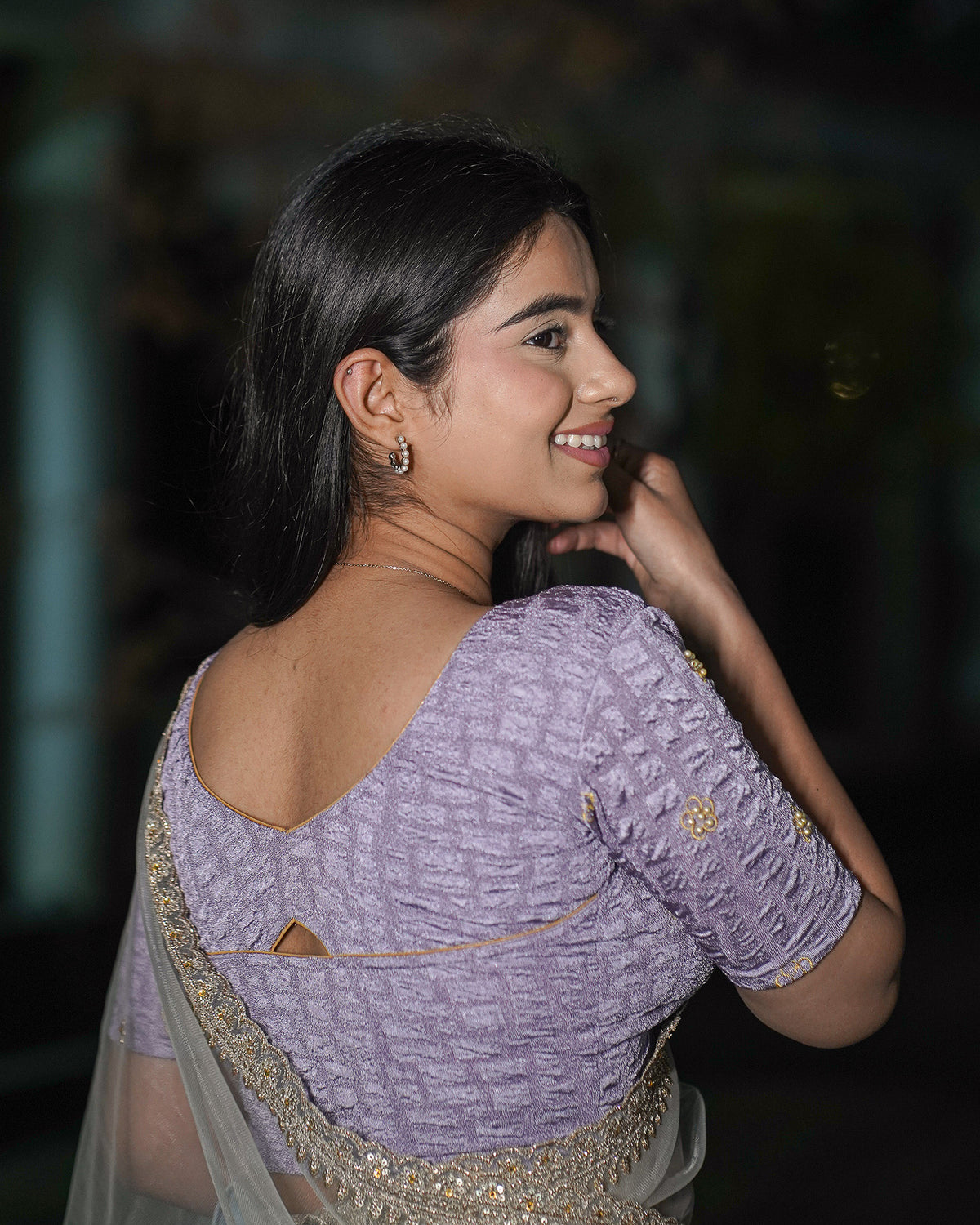 Maitri Lavender Pearl Blouse