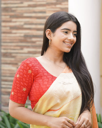 Maitri Red Pearl Blouse