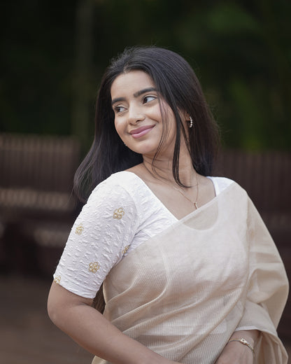 Maitri White Pearl Blouse