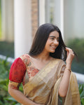 Jamuna Multi Red Organza Puff Blouse