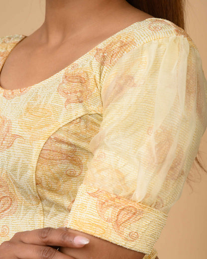 Jamuna Multi Fawn Organza Puff Blouse