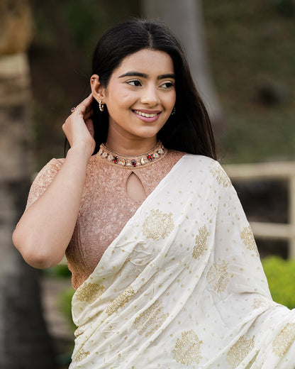 Gauravi Copper Crystal Stone Choker Blouse
