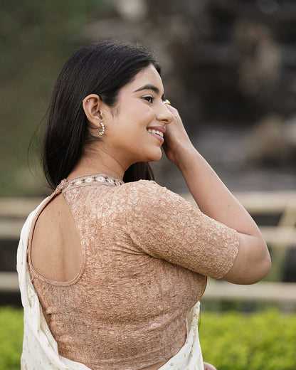 Gauravi Copper Crystal Stone Choker Blouse