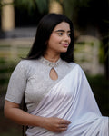 Gauravi Gray Crystal Stone Choker Blouse