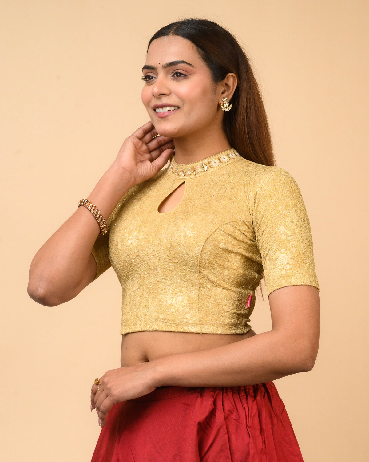 Gauravi Chikoo Crystal Stone Choker Blouse