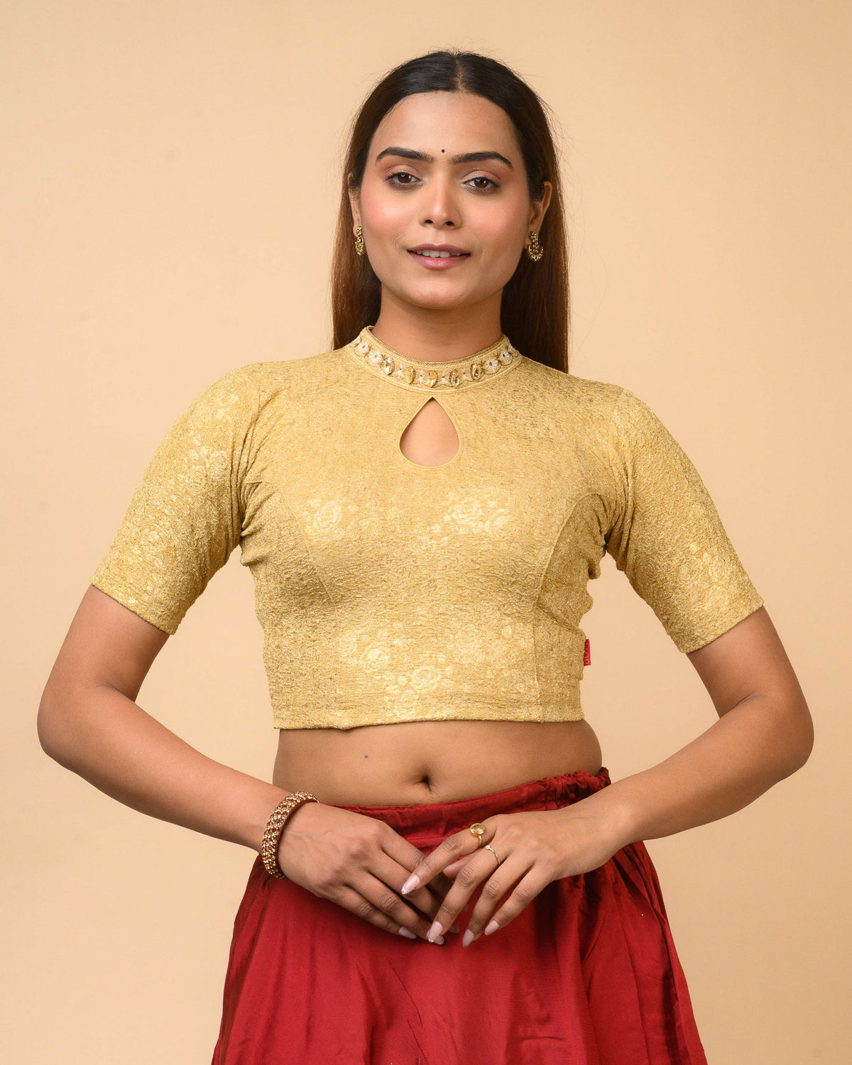 Gauravi Chikoo Crystal Stone Choker Blouse