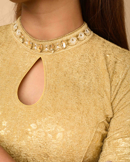 Gauravi Chikoo Crystal Stone Choker Blouse