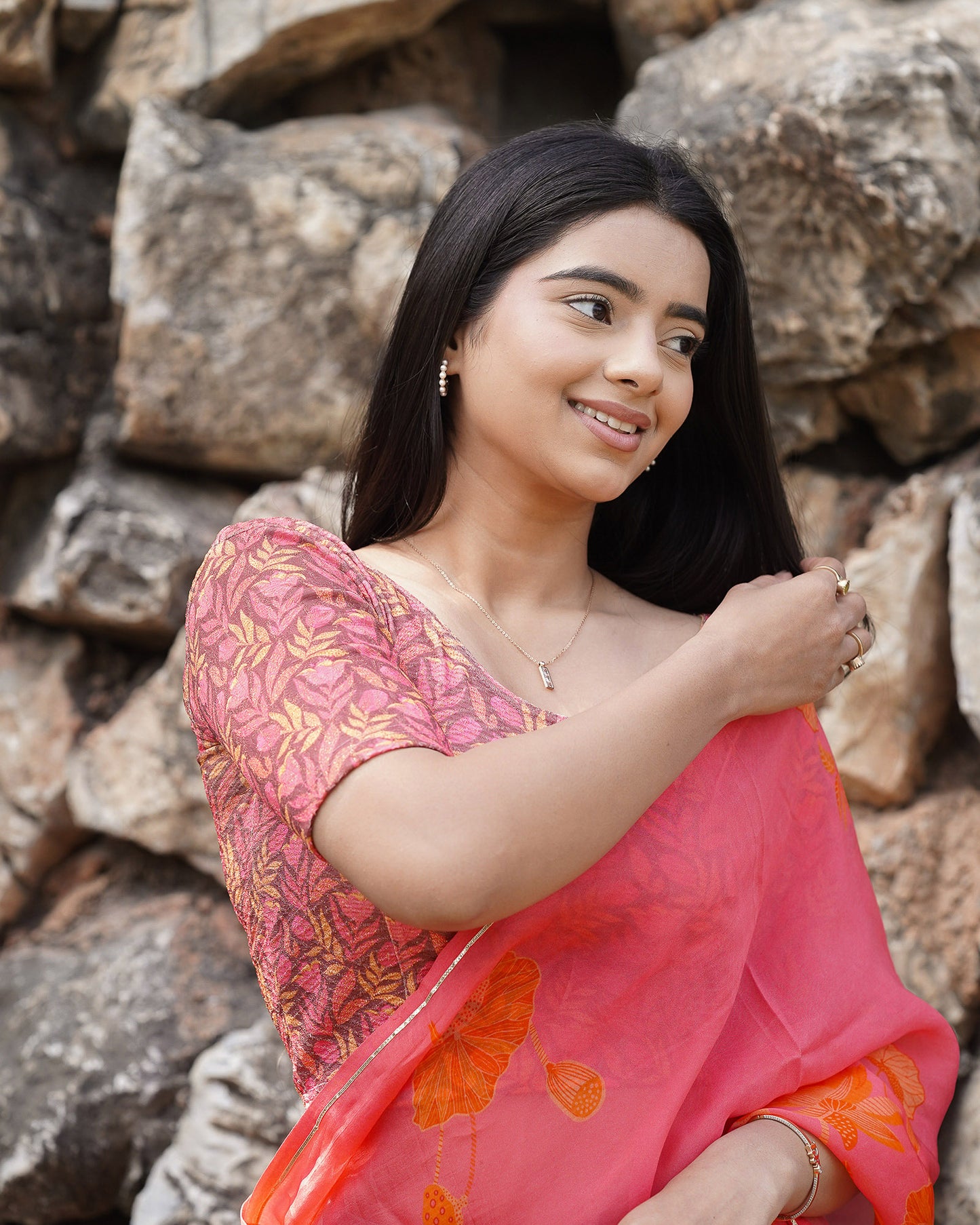 Shabana Multi Floral Printed 5 Saree Blouse Advi