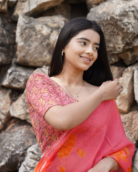 Shabana Multi Floral Printed 5 Saree Blouse Advi