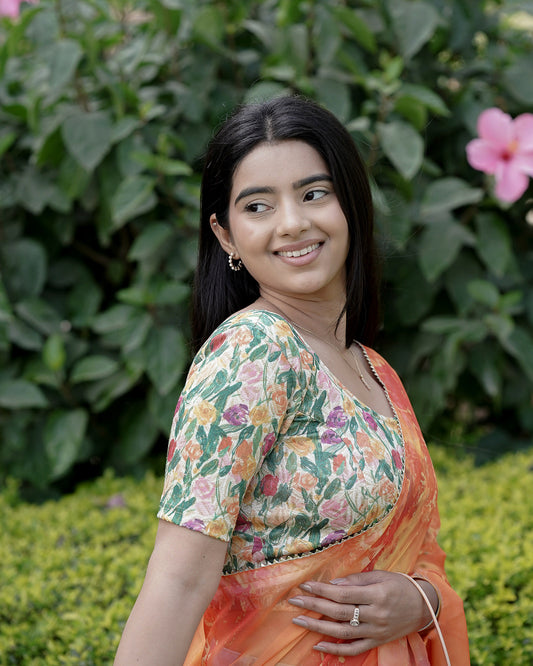 Shabana Multi Floral Printed 1 Saree Blouse Advi