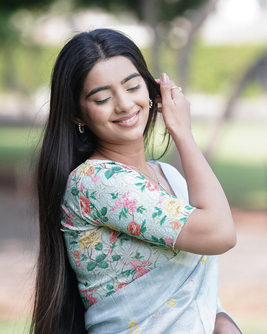 Shabana Multi Floral Printed 7 Saree Blouse Advi