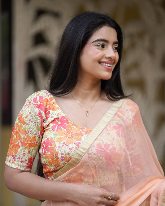 Shabana Multi Floral Printed 4 Saree Blouse Advi