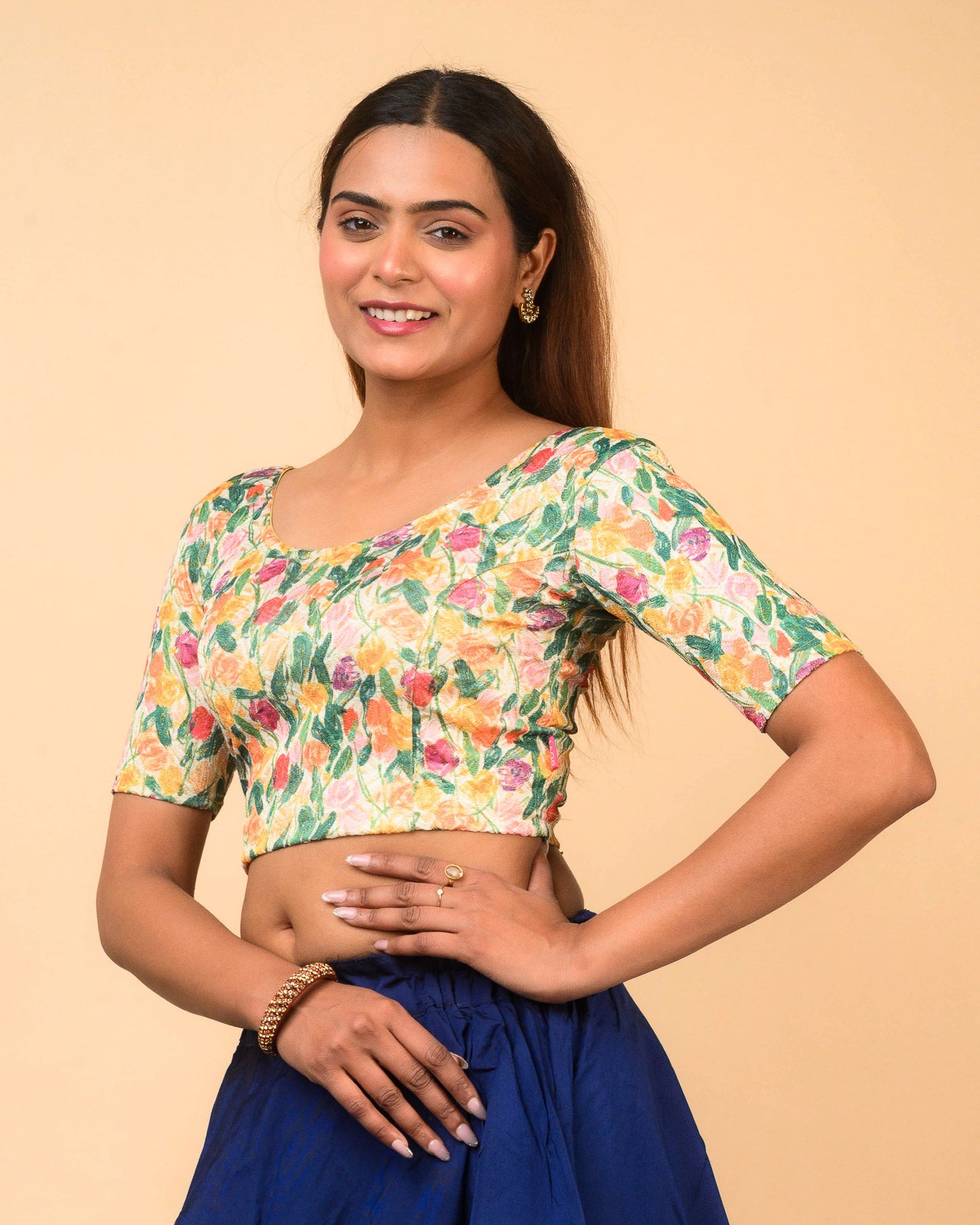 Shabana Multi Floral Printed 1 Saree Blouse Advi